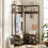 Costway Corner Coat Rack L-shaped Clothes Rack with 7 Hooks & Shoe Bench 9