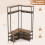 Costway Corner Coat Rack L-shaped Clothes Rack with 7 Hooks & Shoe Bench 6