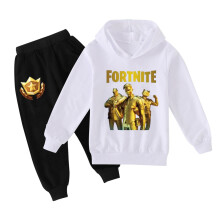 (130cm, white) Autumn Fortress Night Casual Wear Sweater + Casual Pants Set Hooded Jacket