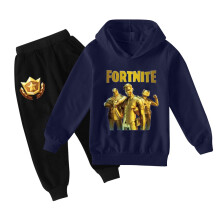 (120cm, Navy blue) Autumn Fortress Night Casual Wear Sweater + Casual Pants Set Hooded Jacket
