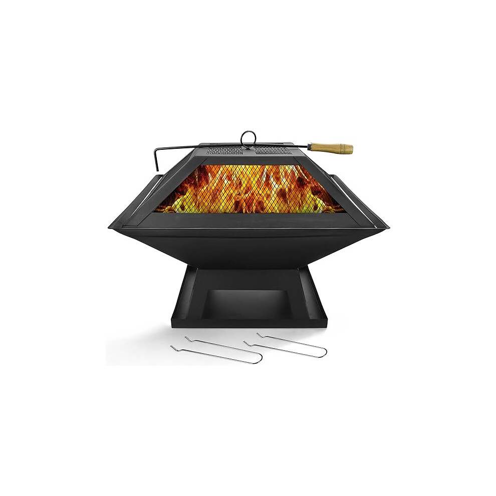 Hull Fire Pits Square Fire Pit Outdoor Garden Patio Heater BBQ Brazier Firepit