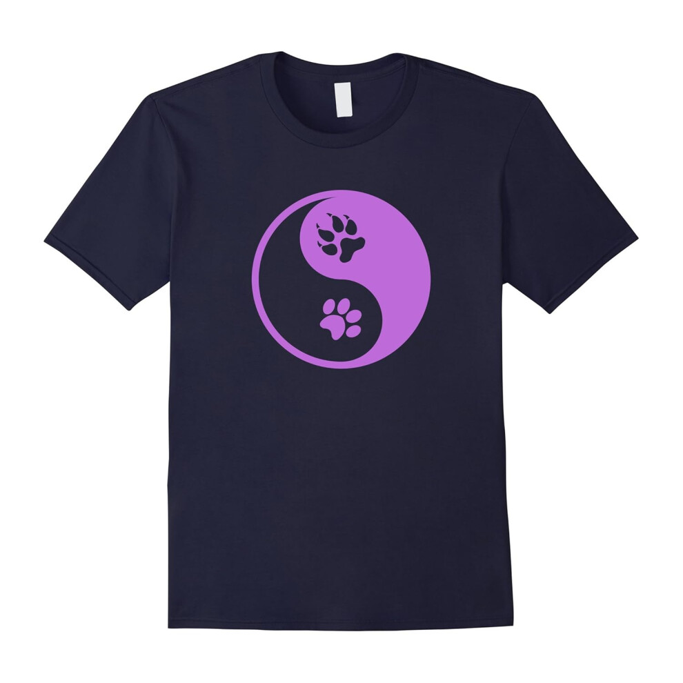 (XL) Cat and Dog Pawprint Yin and Yang Shirt for Animal Lovers-Father's Day