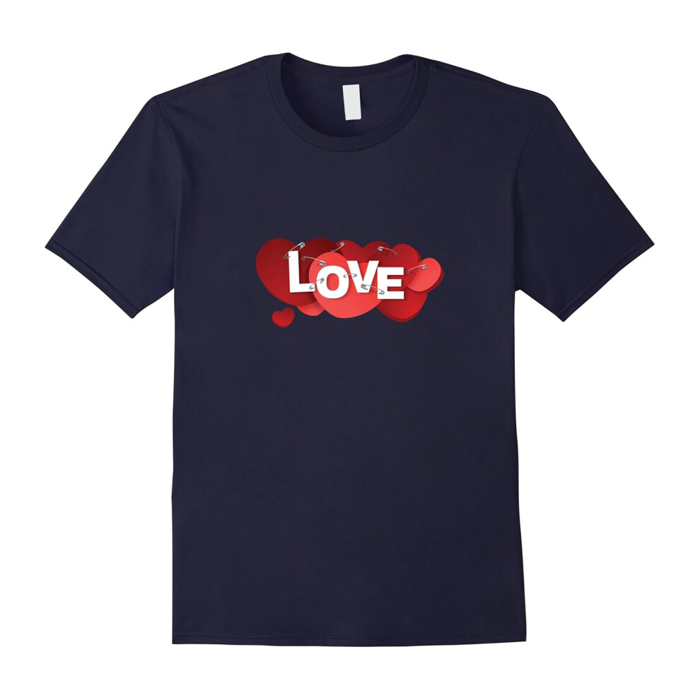 (XL) Safety Pin Love Hearts Ally Solidarity Tshirt-Father's Day