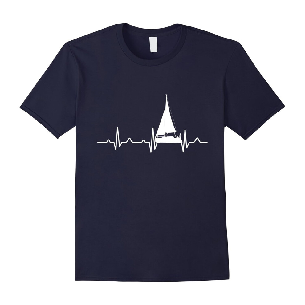 (M) Funny Sailing Lover Quote Gift, Sail In A Heart Beat T-Shirt-Father's Day