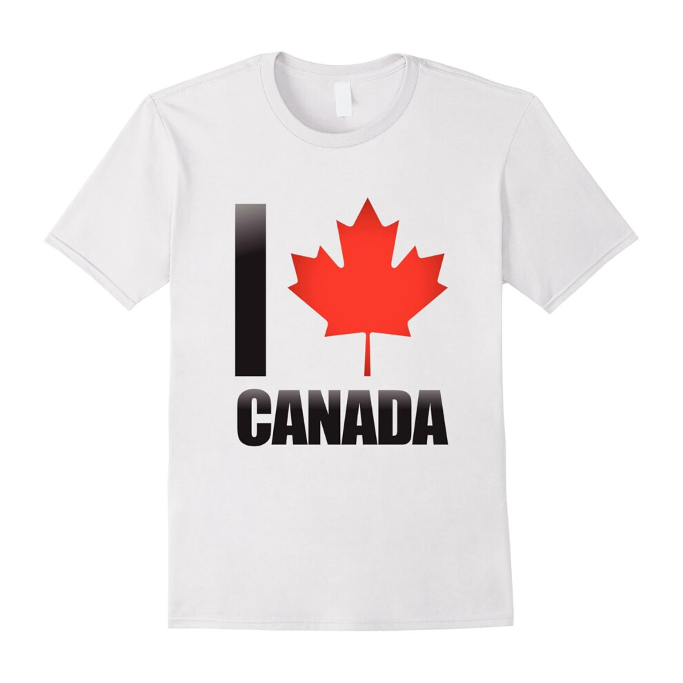 (XXXL) I Love Canada T-shirt with Red Maple Leaf-Father's Day