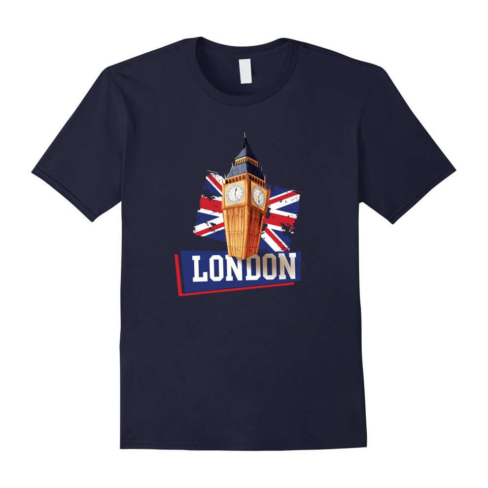 (XXXL) I Love London Bigben British United Kingdom Flag T Shirt-Father's Day