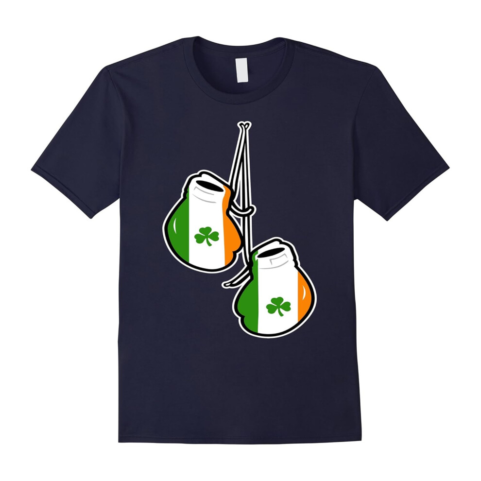 (M) Ireland Flag Shamrock Irish boxing gloves t-shirt-Father's Day