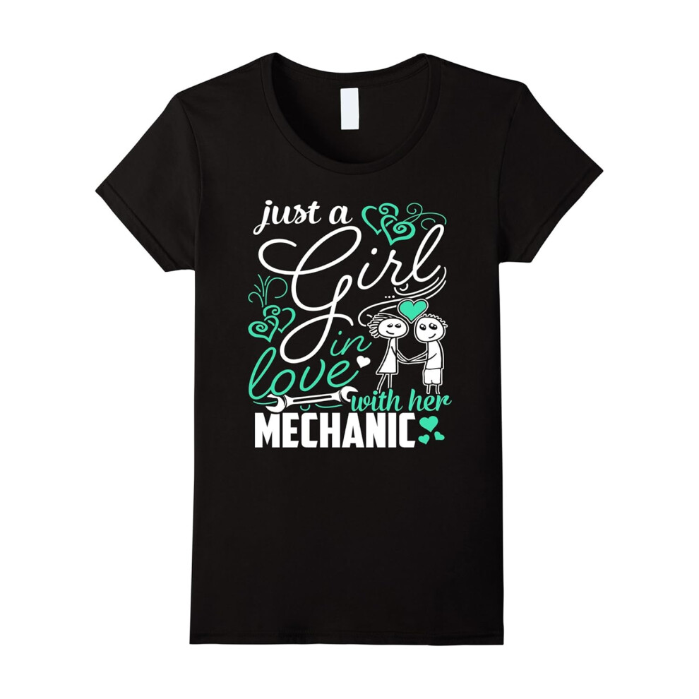 (S) Women's Just A Girl Love In With Her Mechanic T-Shirt-Father's Day