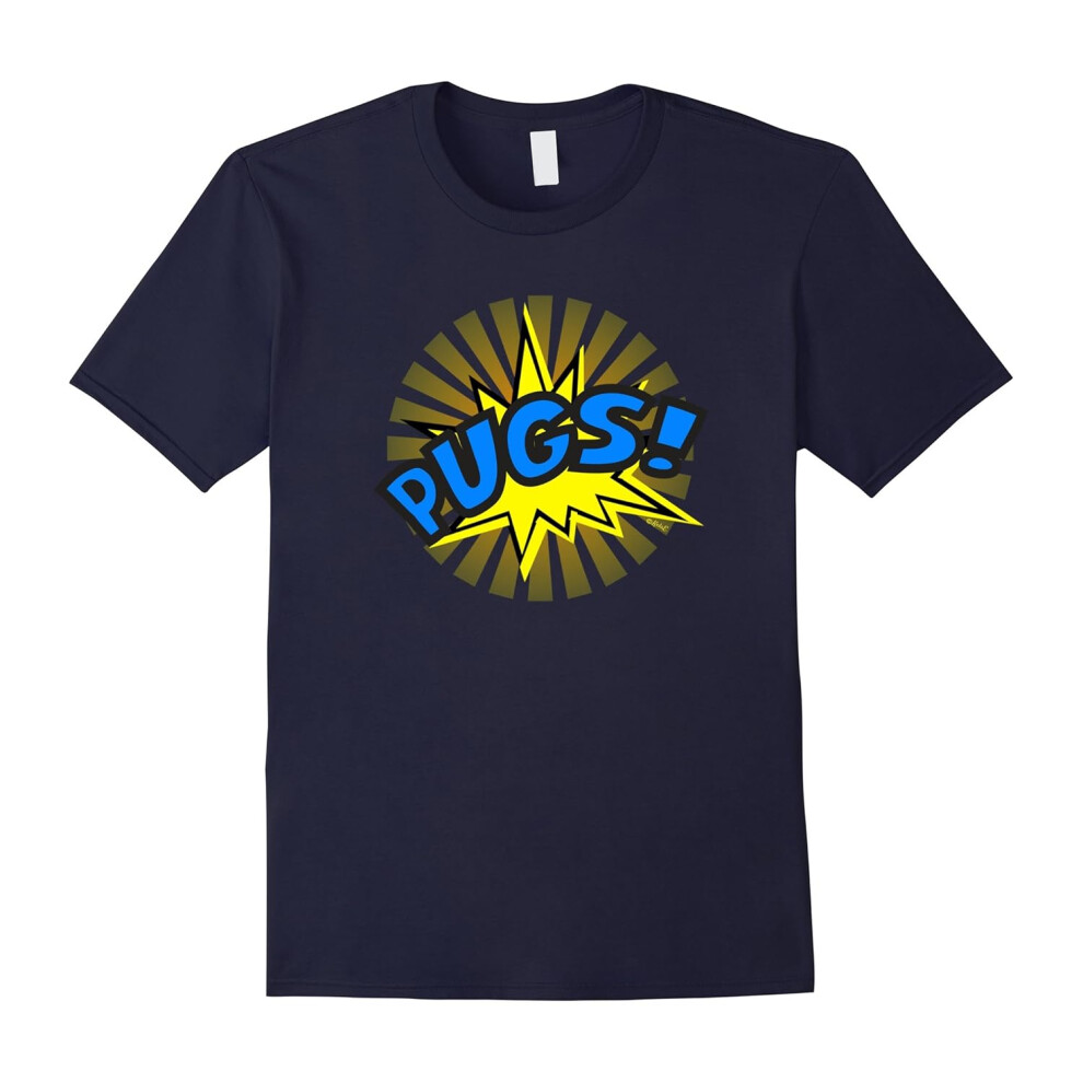 (S) Pugs T Shirt Pugs Superhero Word Bubble I Love Pugs-Father's Day