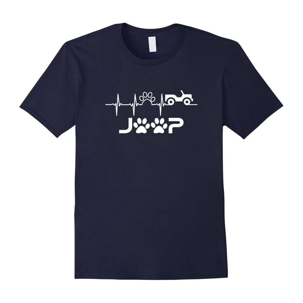 (XL) Jeep Dog Lover T-Shirt Jeep Paw Heartbeat Shirt-Father's Day