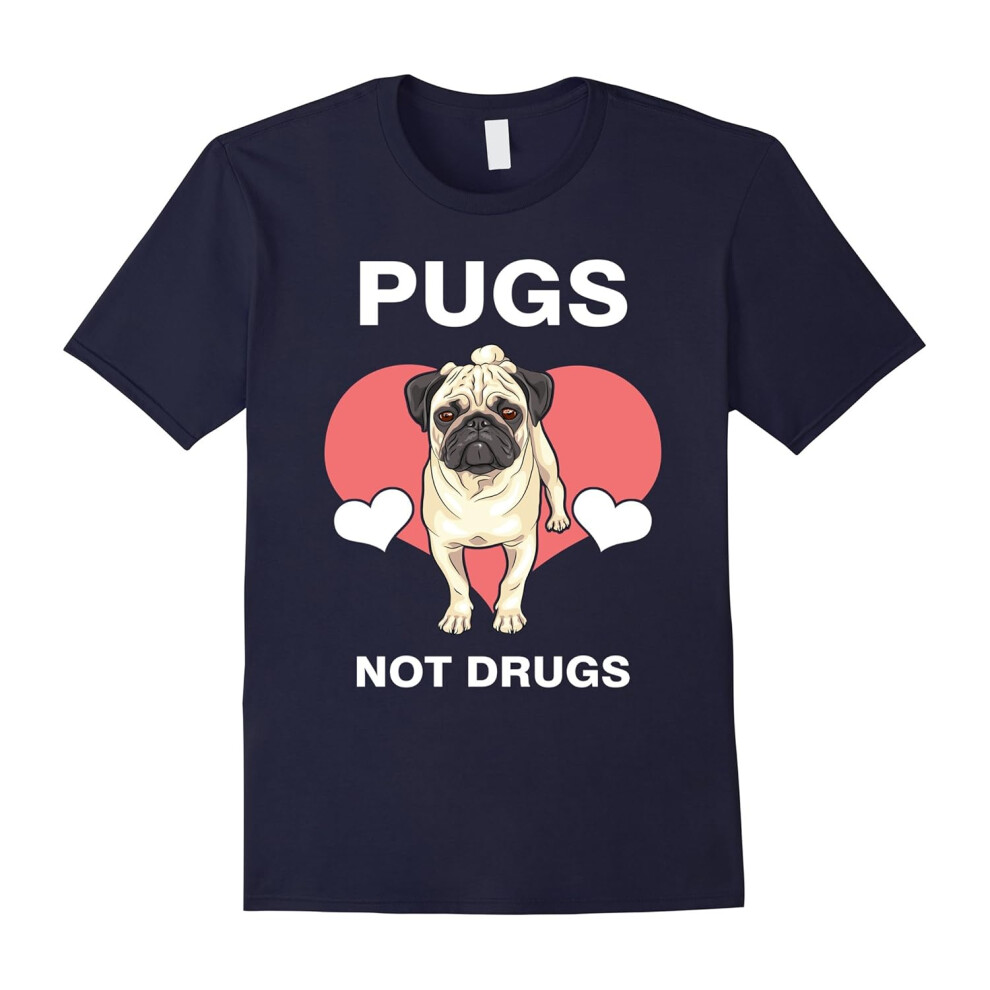 (M) Pugs Not Drugs Tee shirt Pug Lover Gift Tee Funny Pet Dog Owners tshirt Pug T-Shirt-Father's Day