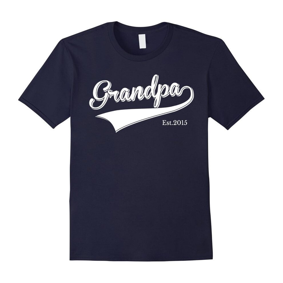 (S) Men's Grandpa Est 2015 Father's Day T-Shirt New Grandpa dad Shirts-Father's Day