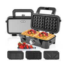 3 in 1 Waffle Maker 1200W Electric Press Grill w/ 5-gear Temperature
