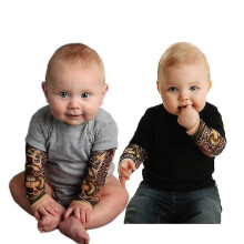 (Grey, 80cm) Baby Fake Tattoo Sleeve T-shirt Bodysuit