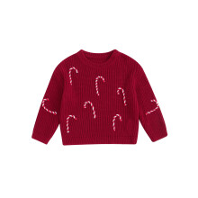 (b, 2-3 Years) Baby Boys Girls Christmas Sweaters Cute Candy Cane Embroidery Long Sleeve Knit Pullover Tops Toddler Winter Clothes