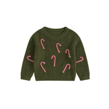 (b, 0-3 Months) Baby Boys Girls Christmas Sweaters Cute Candy Cane Embroidery Long Sleeve Knit Pullover Tops Toddler Winter Clothes
