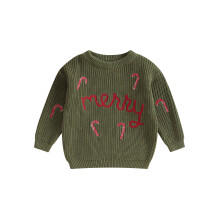 (a, 0-3 Months) Baby Boys Girls Christmas Sweaters Cute Candy Cane Embroidery Long Sleeve Knit Pullover Tops Toddler Winter Clothes