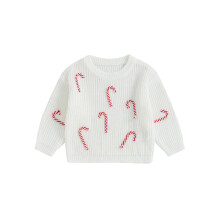 (b, 18-24 Months) Baby Boys Girls Christmas Sweaters Cute Candy Cane Embroidery Long Sleeve Knit Pullover Tops Toddler Winter Clothes