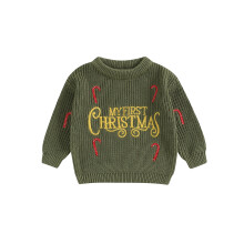 (c, 0-3 Months) Baby Boys Girls Christmas Sweaters Cute Candy Cane Embroidery Long Sleeve Knit Pullover Tops Toddler Winter Clothes