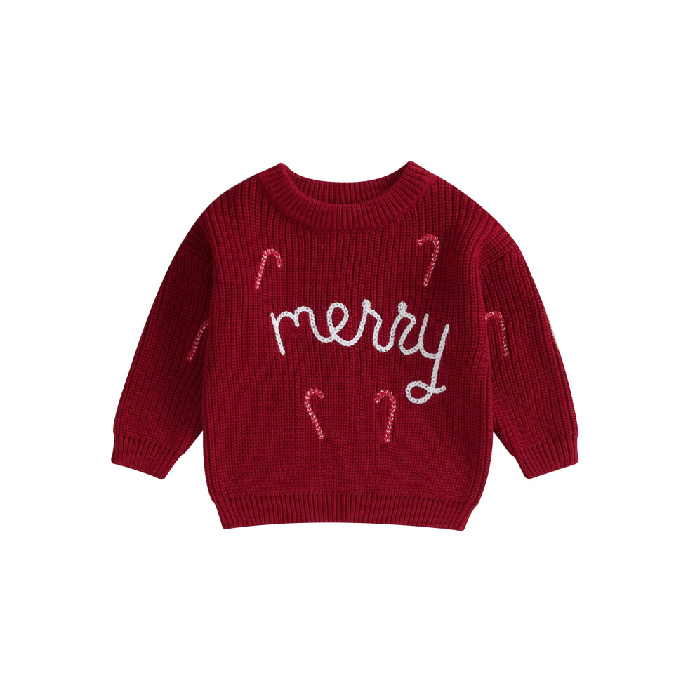 (a, 6-9 Months) Baby Boys Girls Christmas Sweaters Cute Candy Cane Embroidery Long Sleeve Knit Pullover Tops Toddler Winter Clothes-image-OPC-PFGRMDV-NEW
