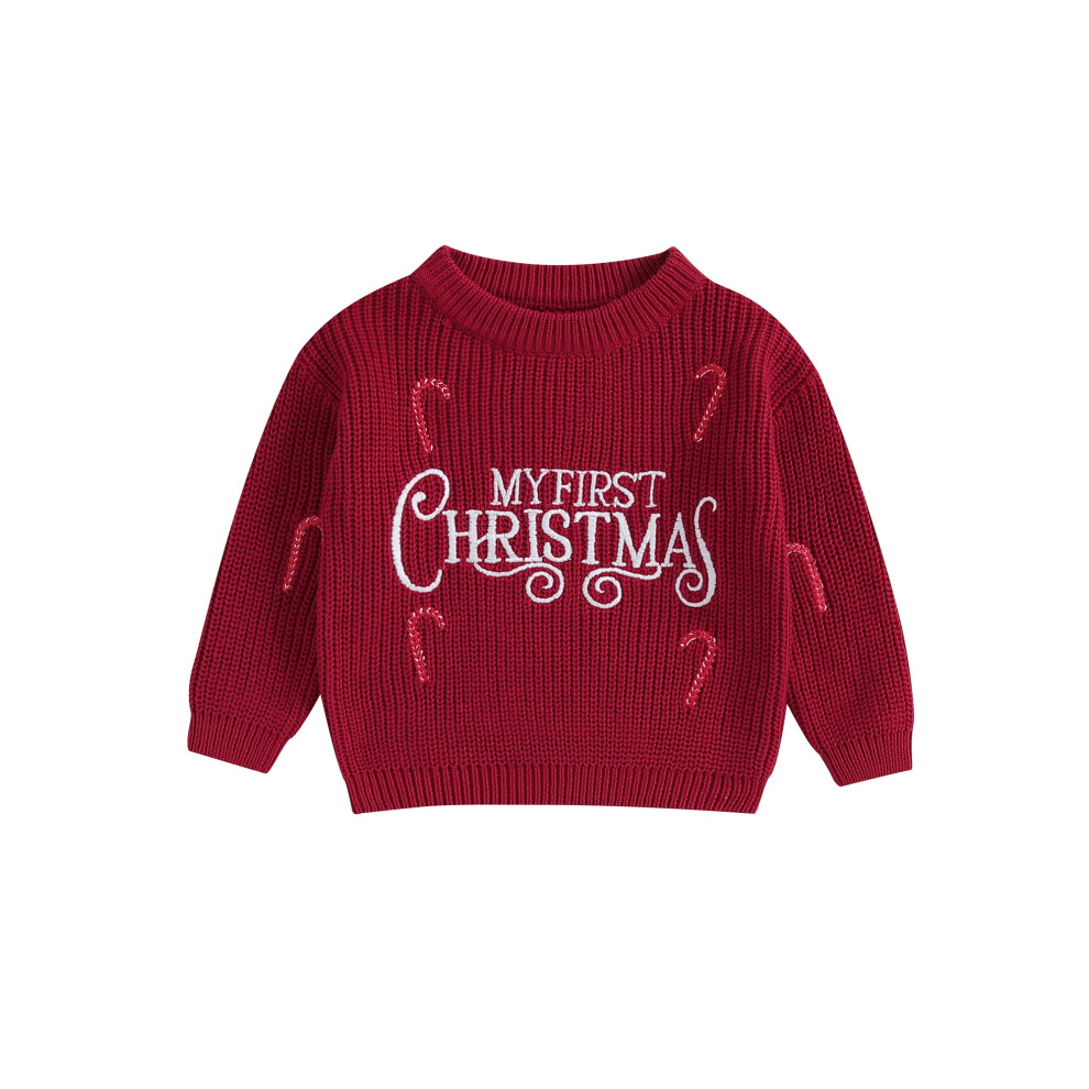 (c, 3-6 Months) Baby Boys Girls Christmas Sweaters Cute Candy Cane Embroidery Long Sleeve Knit Pullover Tops Toddler Winter Clothes-image-OPC-PFGRMF6-NEW