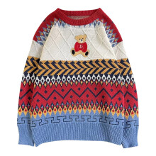 (red, S) Fall Sweaters for Women 2025 Trendy 2024 Winter Fashion Christmas New Round Neck Drop Shoulder Loose Knitted Sweater for Women