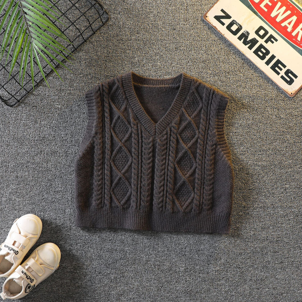 (Gray Vest, 90cm) Three Boys Elegant Piece Autumn Outfit Set Soft Cotton Vest Stylish Long Sleeve Top And Trendy Pants For Ages 3 To 8-image-OPC-PFGRQRY-NEW