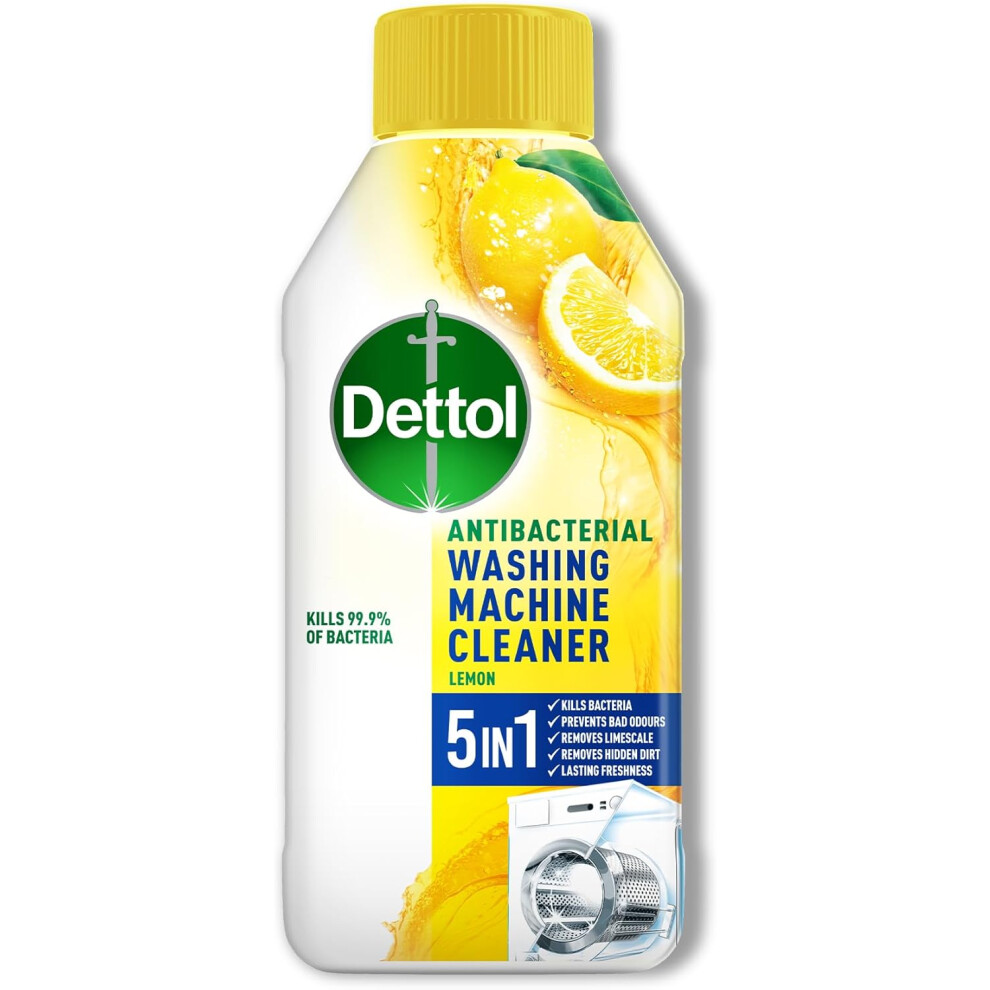 (Lemon Breeze, 250 ml (Pack of 1)) Dettol Washing Machine Cleaner Deep Clean, Antibacterial Washing Machine Cleaner, Drum Cleaner, Antibacterial Laundry, Prevents Odours