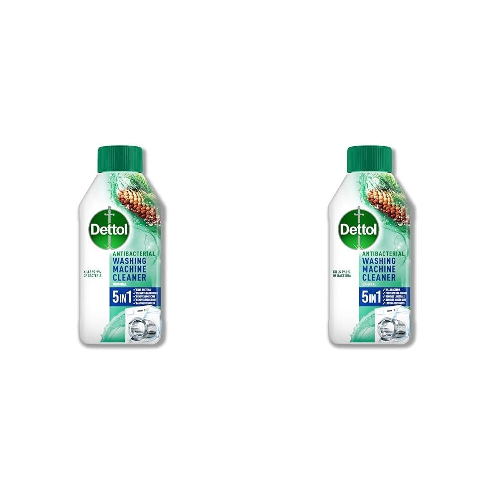 (Green Fresh, 250 ml (Pack of 2)) Dettol Washing Machine Cleaner Deep Clean, Antibacterial Washing Machine Cleaner, Drum Cleaner, Antibacterial Laundry, Prevents Odours
