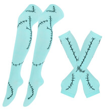 (Blue) The Before Nightmare Christmas Character Sallly Glove Sock Cosplay Accessory Set