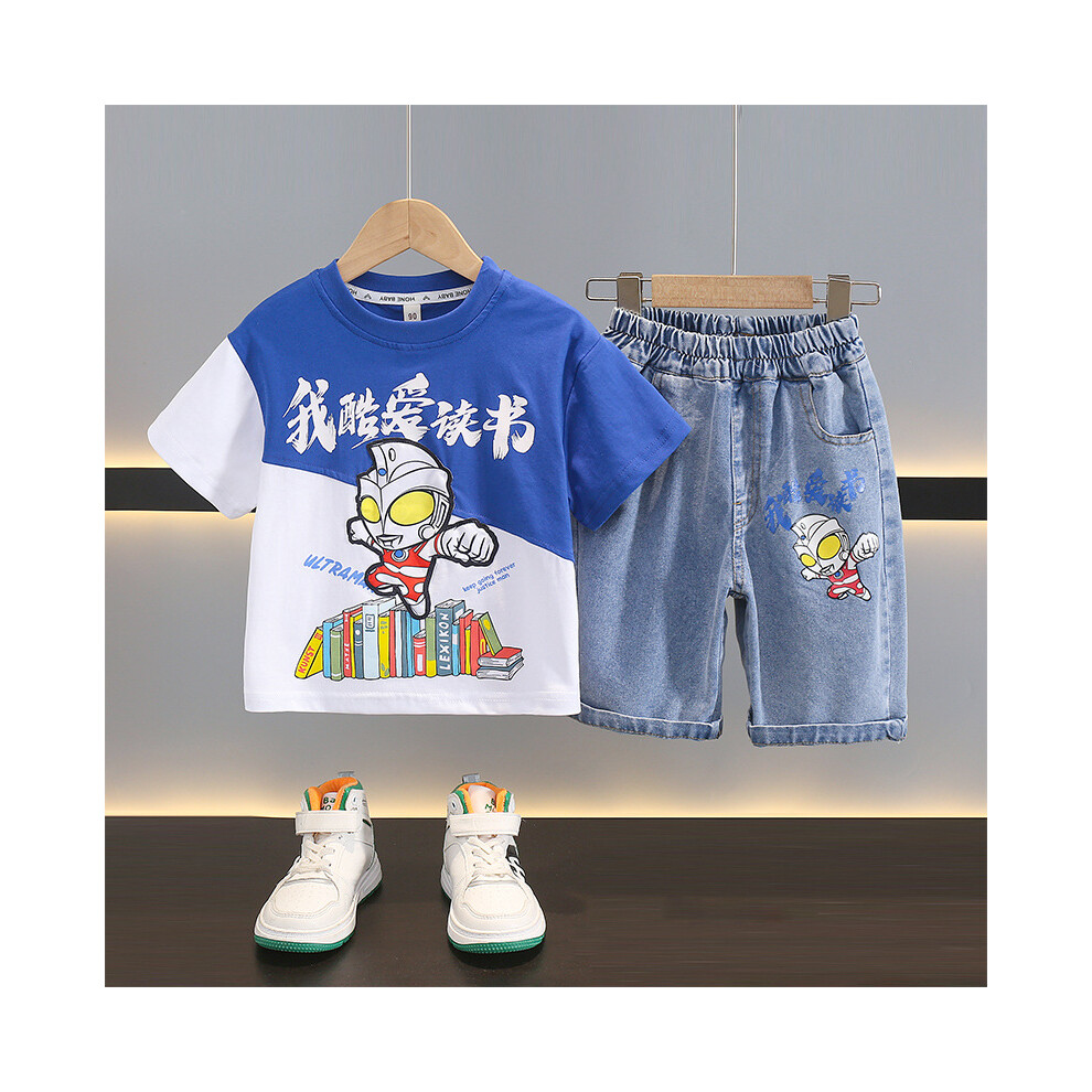 (Blue, 110cm) Eyecatching Ultraman Boys Summer Dress Set Short Sleeve Tshirt And Shorts For Active Kids-image-OPC-PFGS7HV-NEW