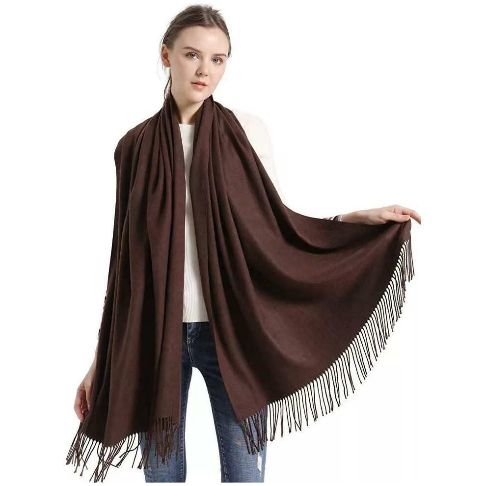 (Brown) Handcrafted Pashmina Scarf Wrap Shawl Stole For Women - 25+ Colours