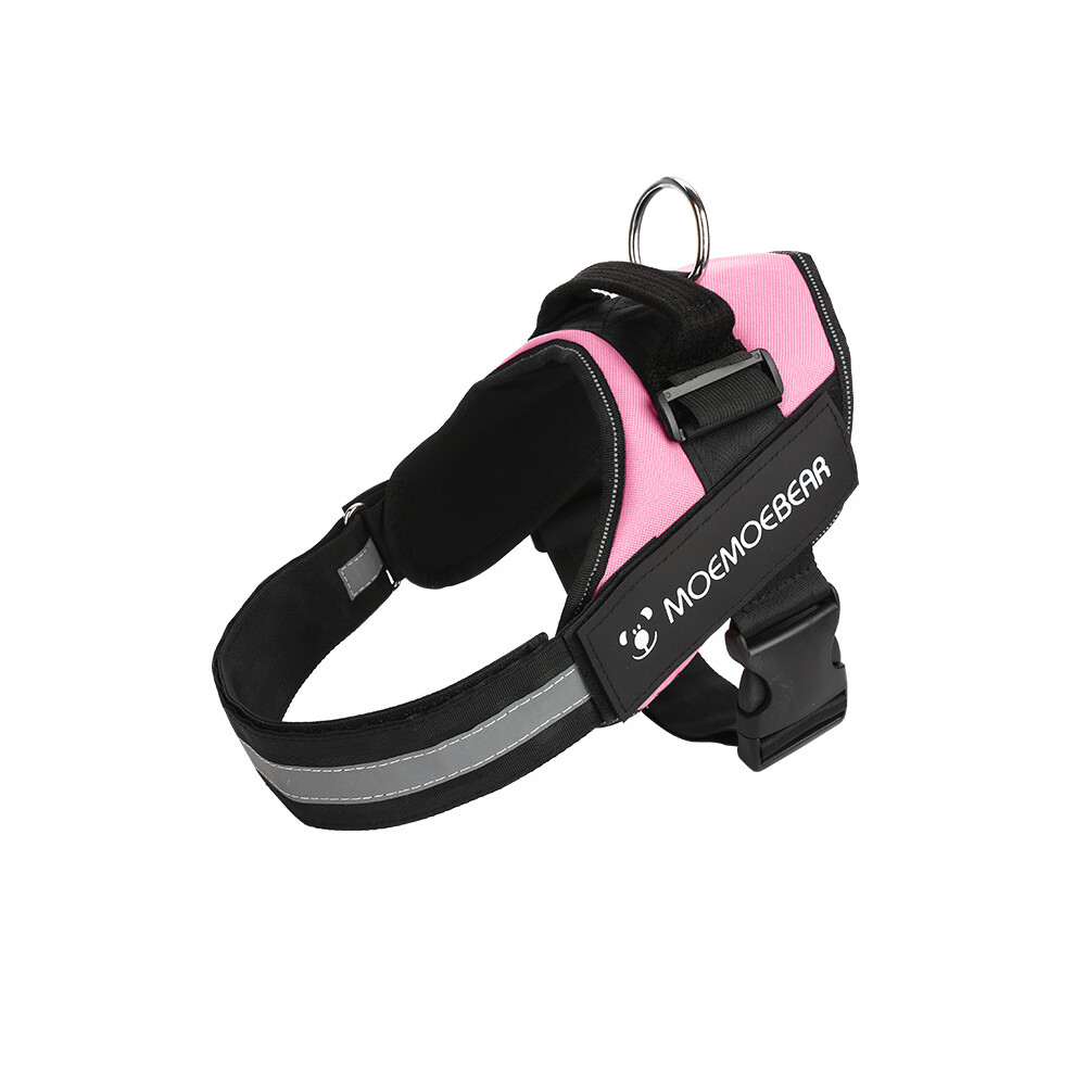 (Pink, S) Dog Reflective Harness Pet Vest Puppy Lead Oxford Puppy Outdoor Walking Strap