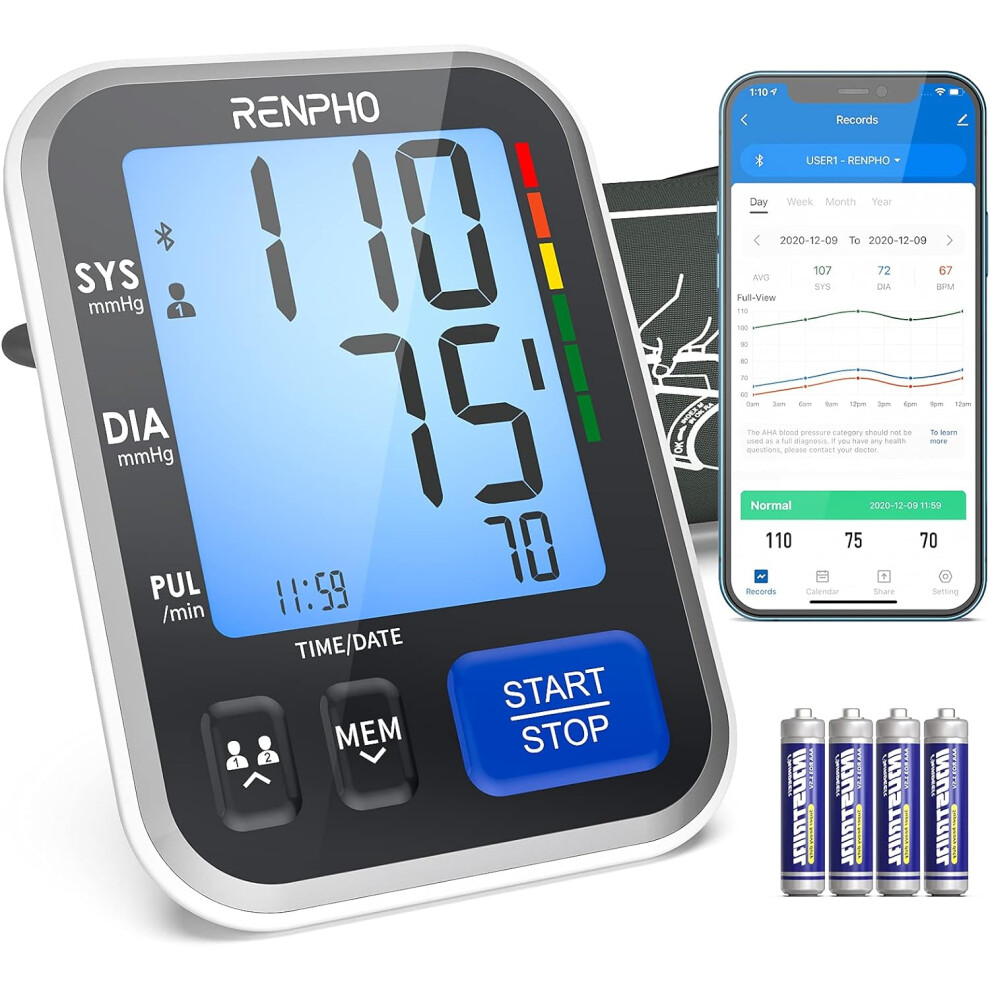 Smart Blood Pressure Monitor - Upper Arm Blood Pressure Machine with App, Home Blood Pressure Monitor