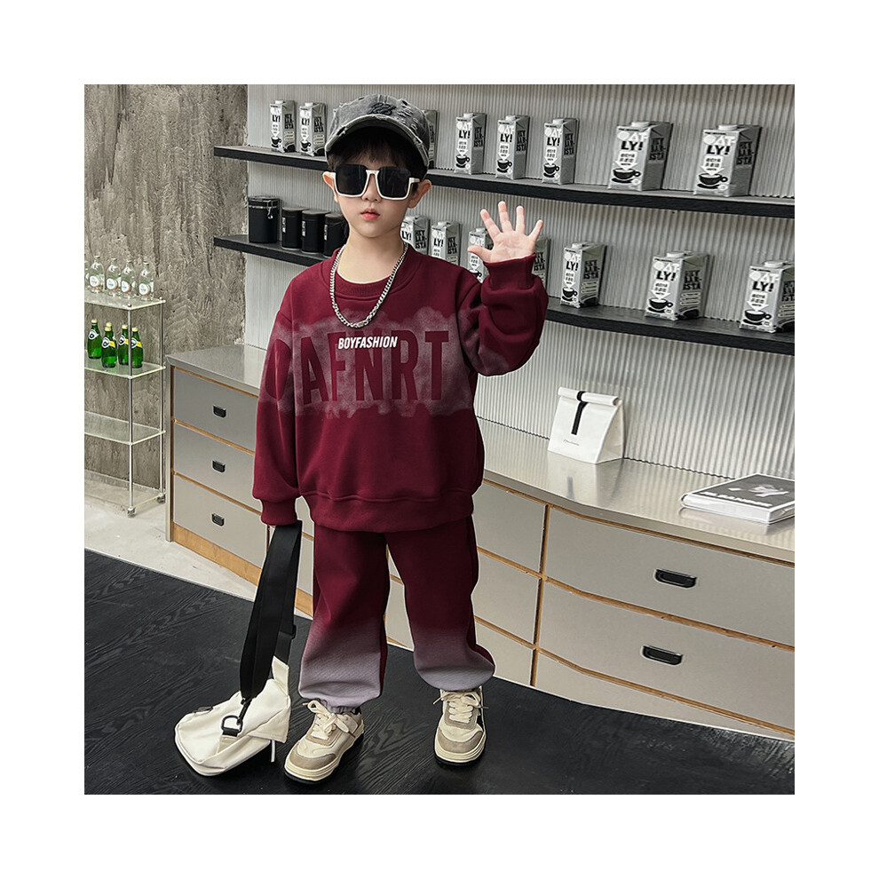 (Red, 130cm) Soft And Thick Boys Sweatshirt And Pants Combo Perfect For Trendy Winter Adventures-image-OPC-PFGSCB8-NEW