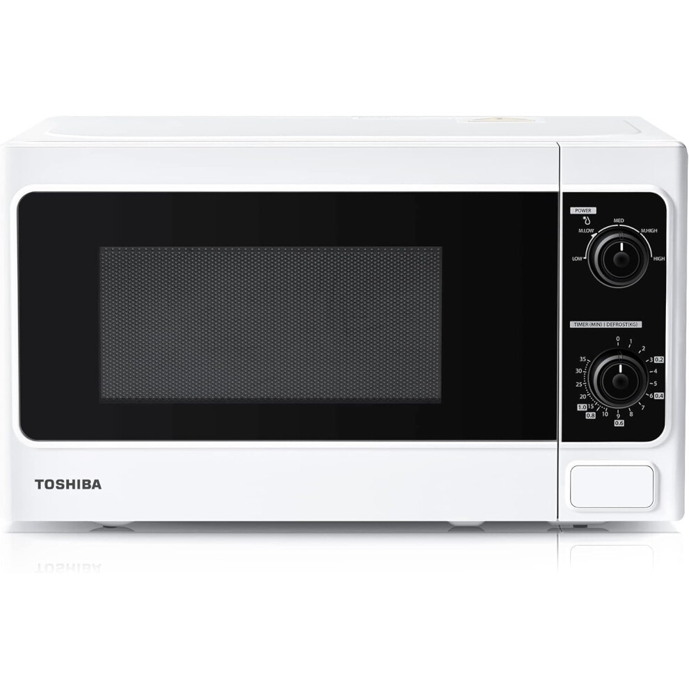 (20L, Manual) 800W Manual Control Single Small Microwave Oven, Compact, 5 Power Levels, Automatic Defrost Function, Fits 9 Inch Pizza, Clock and Timer