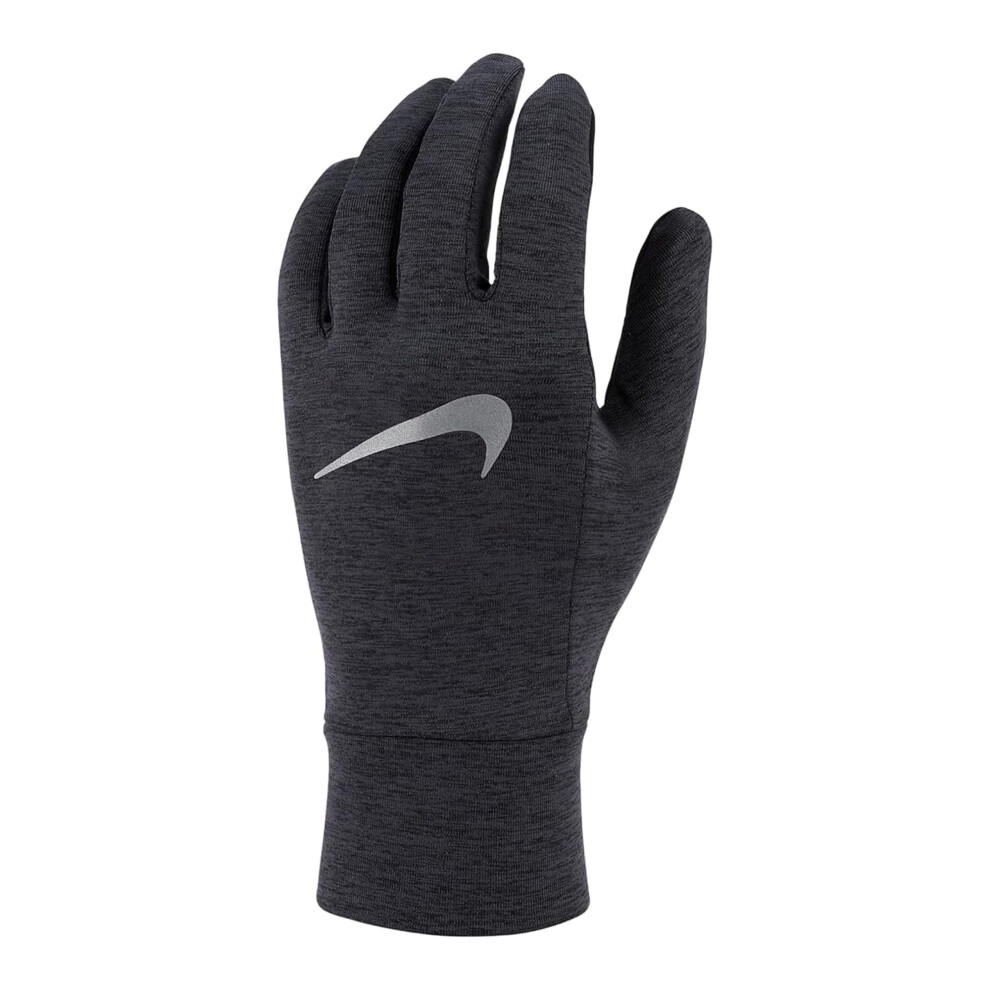 (S-M, Black/Silver Marl) Nike Mens Fleece Running Gloves