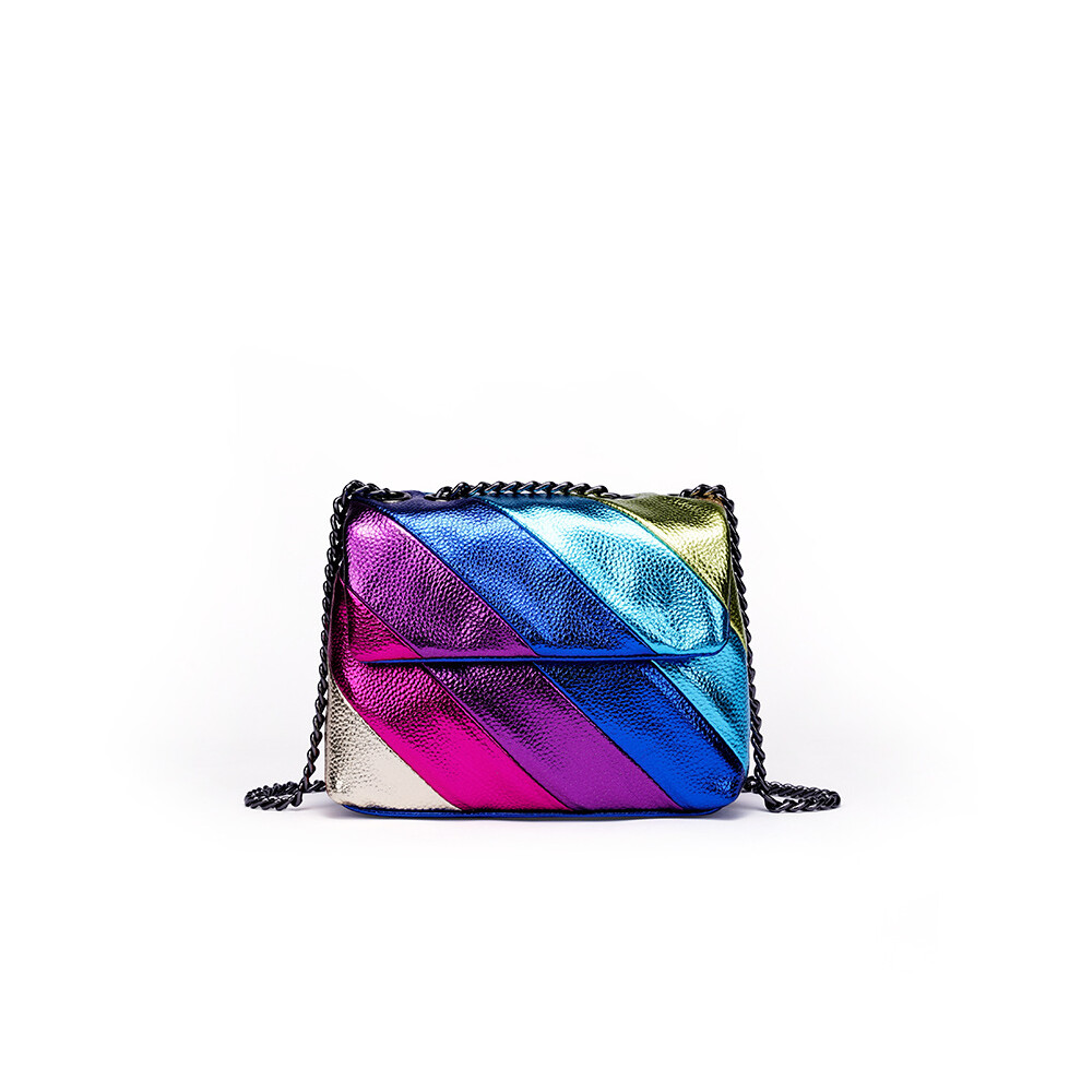 Kurt Geiger Retro Color Block Handbag With Chain Strap Soft Material And Spacious Design