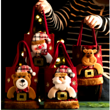 (Bear) 2X Christmas Gift Bag Linen Cloth Candy Handbag