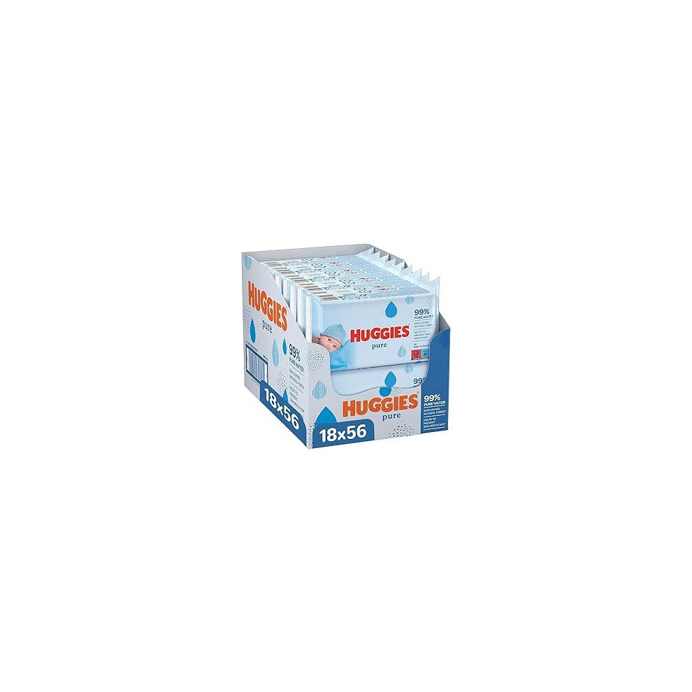 Huggies Pure Baby Wipes 18 Packs (1008 Wipes Total) 99 Percent Pure