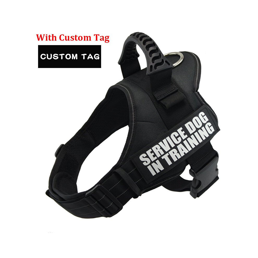 (xxL, Black with tag) Nylon K9 Personalized Dog harness Reflective Adjustable Harness for Small