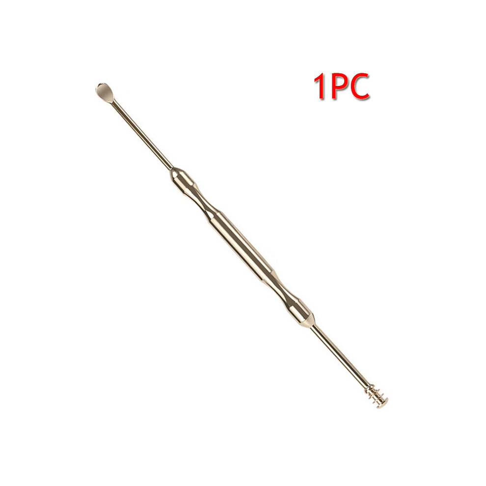 (B) 1PC Double-ended Stainless Steel Spiral Ear Pick Spoon Ear Wax Removal
