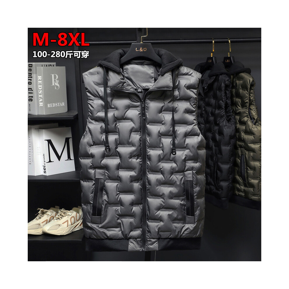 (xxxL, Gray) brand Autumn Winter New Men Cotton Vest Jacket Sleeveless Down Waistcoat Jacket Male Casual Vest Coat Plus Size 8XL