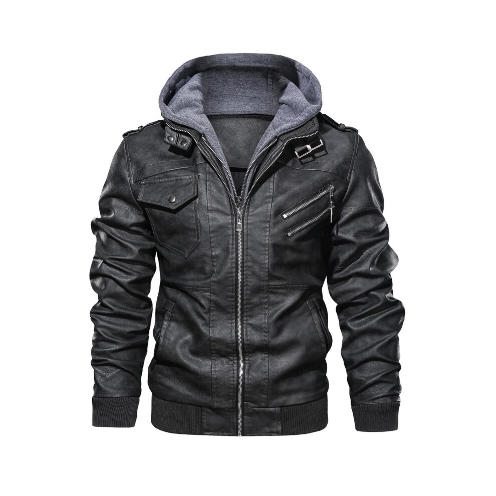 (xL, black) Mens faux Leather Jackets Motorcycle Classic Motorcycle Jacket Male Plus faux leather jacket men spring