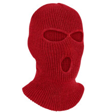 (Red) A knitted mask 3 Hole Ski Mask Winter Warmer Full Face Balaclava Outdoor Sports Thermal Cap for Men Women