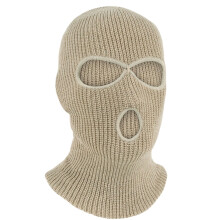 (Beige) A knitted mask 3 Hole Ski Mask Winter Warmer Full Face Balaclava Outdoor Sports Thermal Cap for Men Women