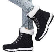 (white, 8) Oyedens Women's Winter Boots Lined Warm Anti Slip Ski Snow Boots Mid Calf Skiing Combat Boots
