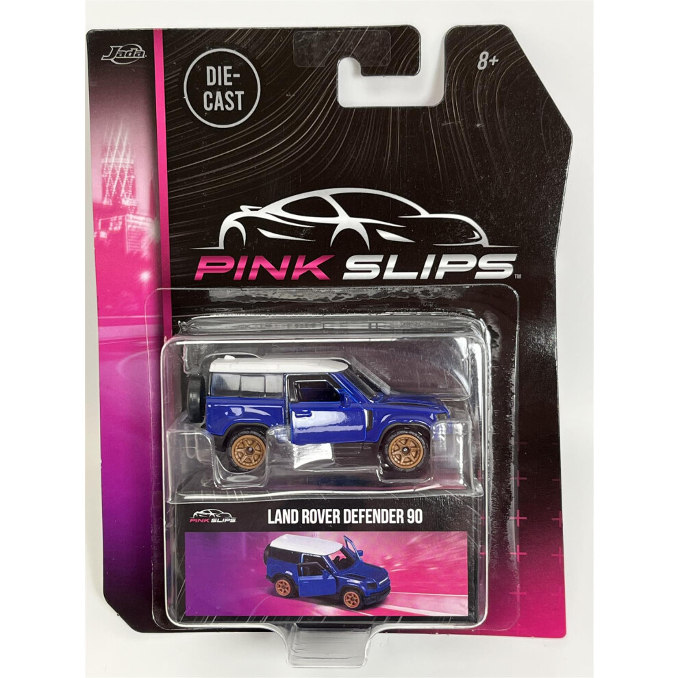 Land Rover Defender 90 Blue 1:64 Scale Pink Slips Jada 213291000