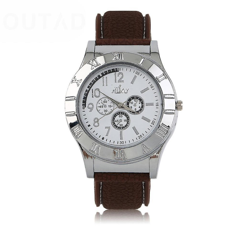 (White brown) Usb Charging Lighter Watch Men Electronic Sports Quartz Wristwatches Windproof Flameless Smoke Cigarette Lighter Gifts Z