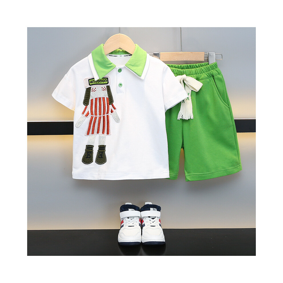 (StyleD) Cotton Soft Boys Summer Two Piece Set Adorable Short Sleeve Outfit For Kids Aged 3 To 8-image-OPC-PFGW7Z5-NEW